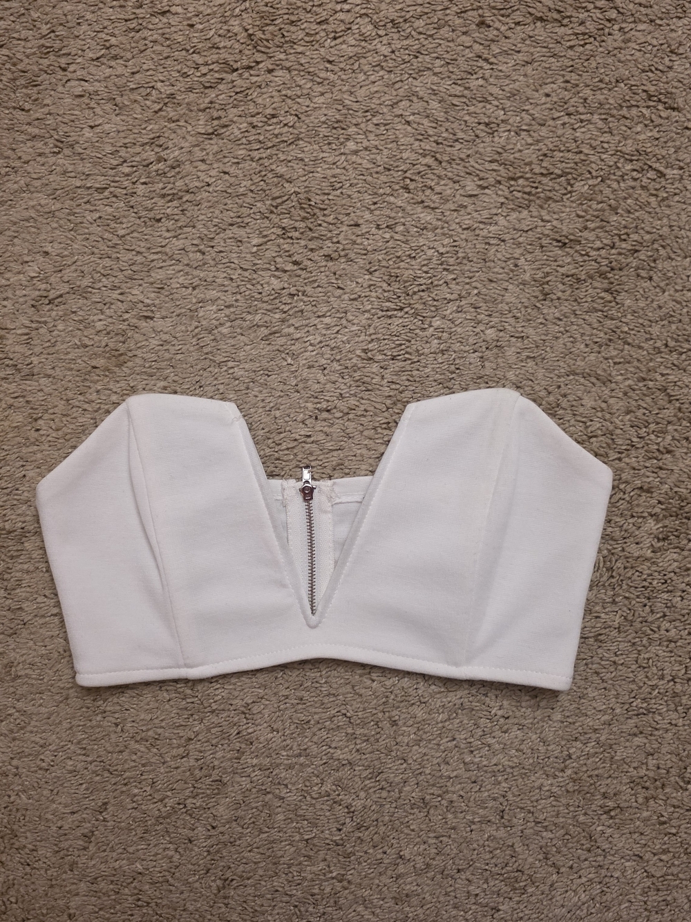 Tobi White Strapless V-Plunge Bustier Crop Top